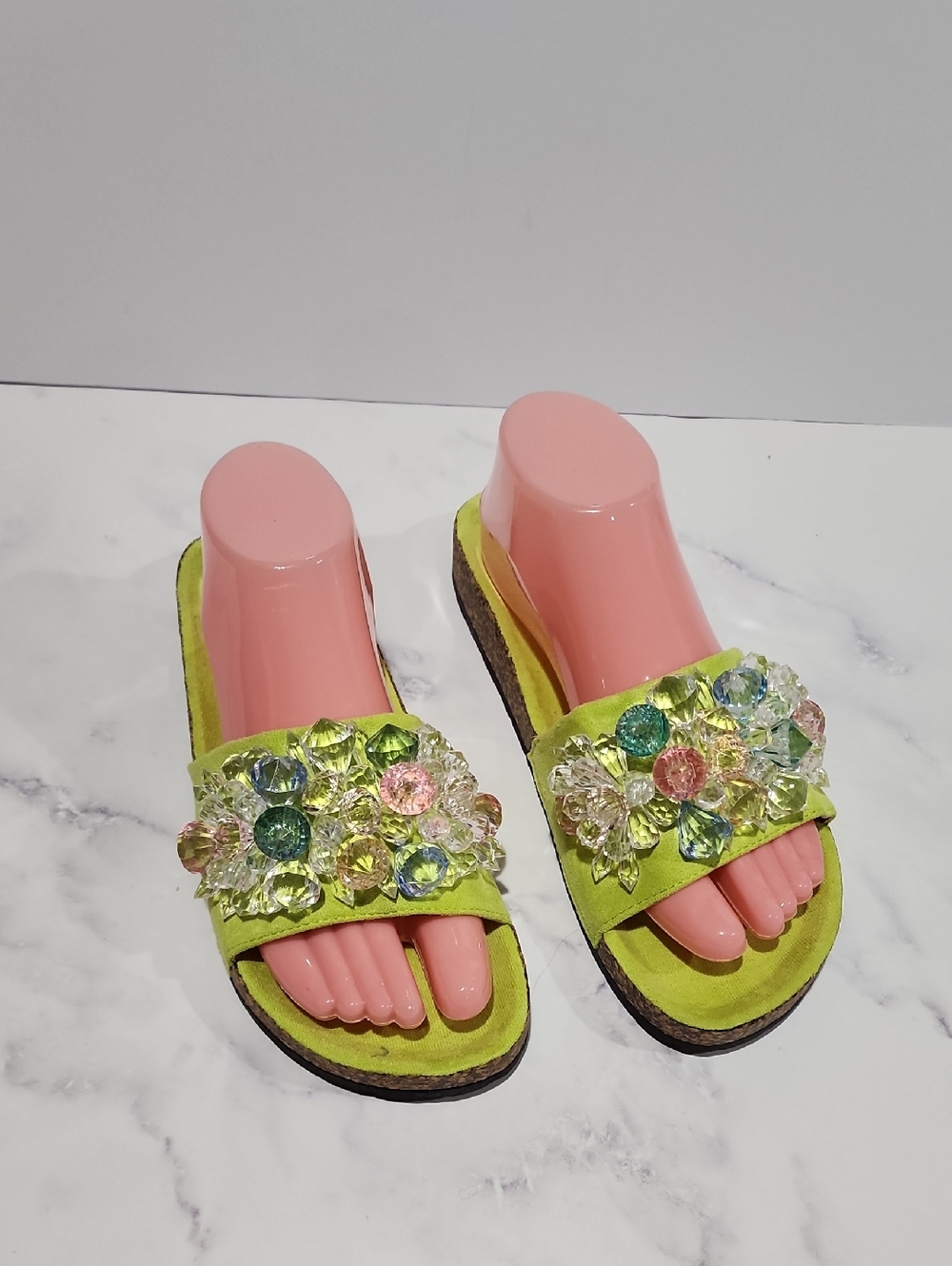 Best Elle Green  Crystal Sandal